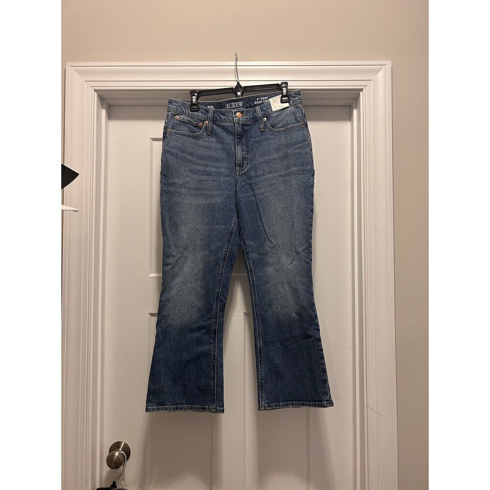 New J. Crew Demi Boot Crop Denim Jeans Women’s Size 30 Whiskered Medium Wash